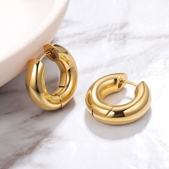 Boutique Jewelry - 14K Gold Plated Chunky Tiny Hoop Earrings